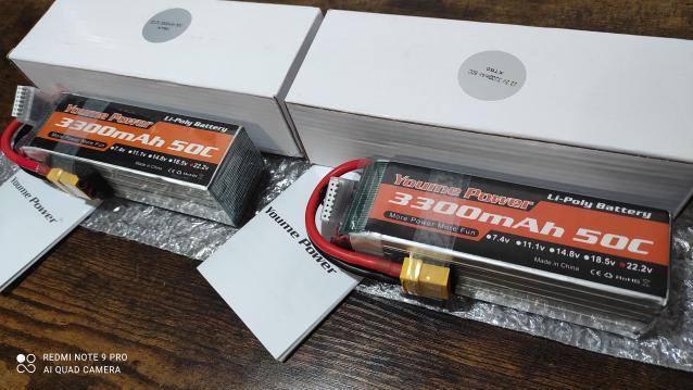 2 Batterie Lipo 3300mah 6S 50C   con connettore XT90