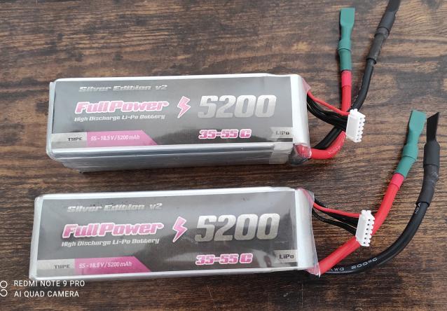 2 Pezzi Batterie Lipo FullPower Silver V2 5200mAh 5S 18,5V   