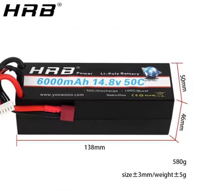 2 Batterie Lipo HRB 6000Mah 14.4V 4S 50C/100C  XT90 NUOVE a Euro 79