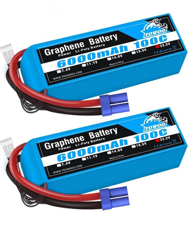 2 Batterie Lipo Graphene YOWOO 6000Mah 22.2V 6S 100C  NUOVE  a Euro 135 spedizione compresa 