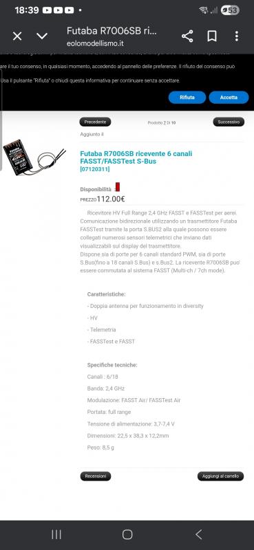 Rx futaba r7006sb s.bus2