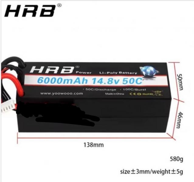2 PZ. Batterie Lipo HRB 6000Mah 14.8V 4S XT90 NUOVE 