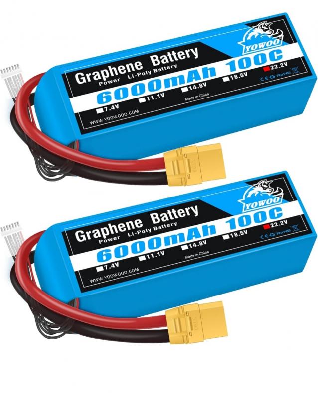 2 Batterie Lipo Graphene 6000mah 6S 22,2V 100C   NUOVE 