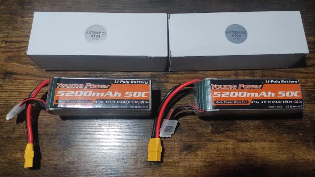 2 Batterie Lipo 5200mah 6S 22.2V 50C con XT90 come NUOVE 