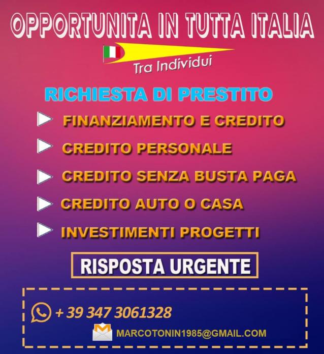FINANZIAMENTO ONLINE PER TUTTI Email: miriosera1977@gmail.com